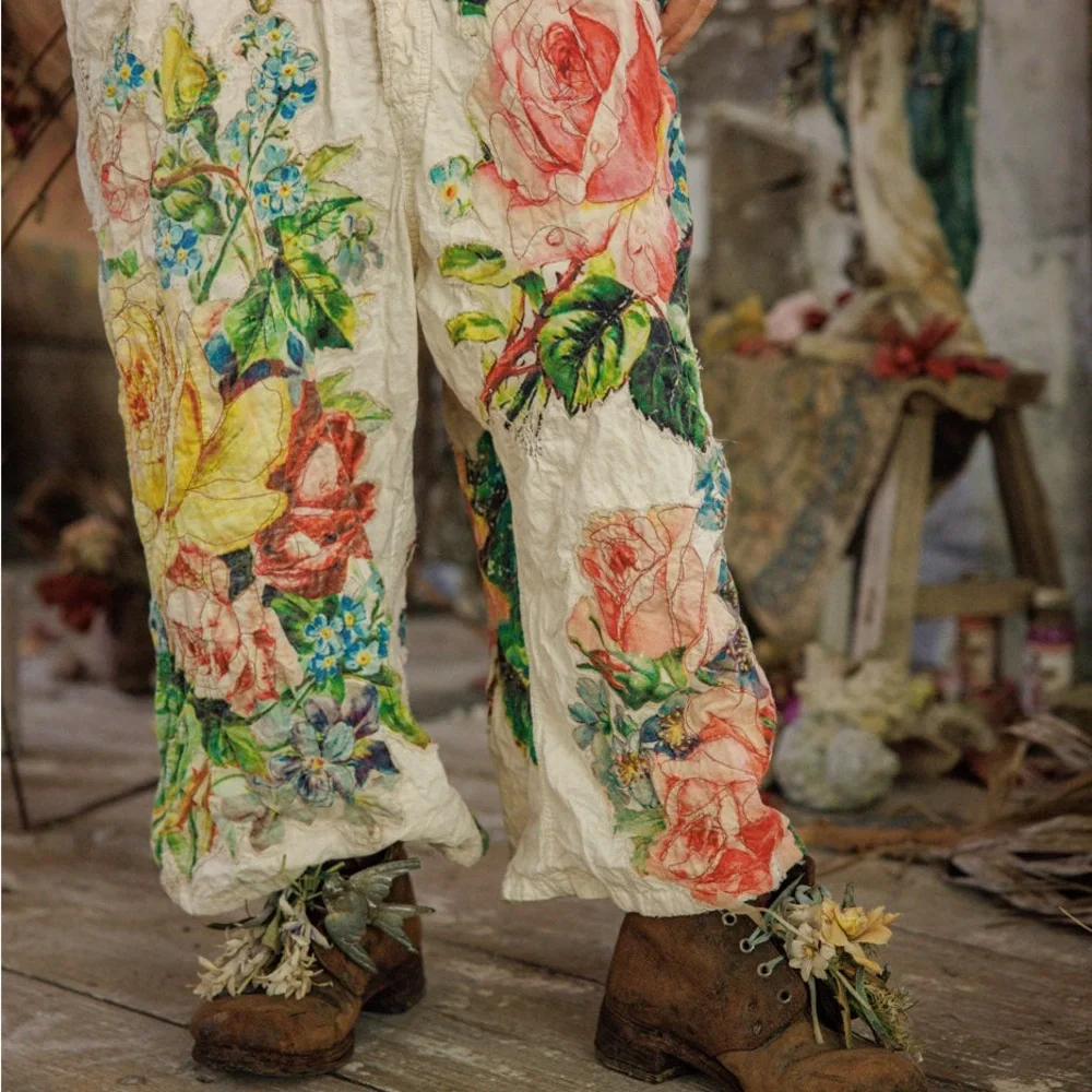 Magnolia Pearl Birdie Benjamin Overalls NWT ONE SIZE SOLD OUT $625 Appliqué - Picture 3 of 6